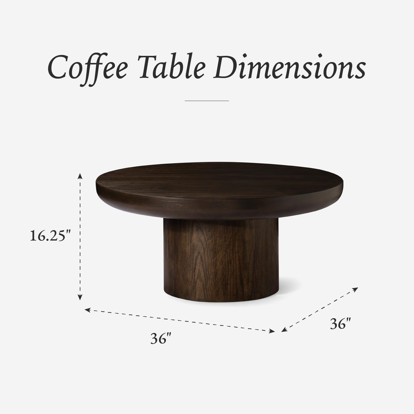 Chic Aged Brown Wooden Circular Coffee Table - 36" Round Modern Farmhouse Accent for Your Living Room