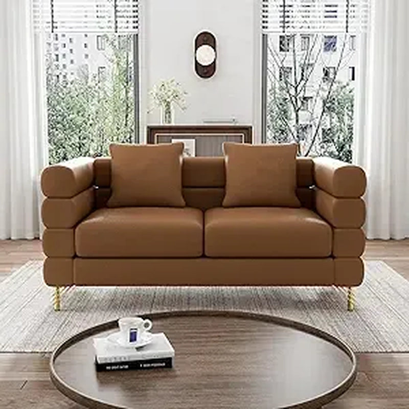 Modern Overstuffed Cloud Couch Loveseat Sofa with Pillows - Comfy 59" Deep Seat Boucle Sherpa Design for Your Living Room