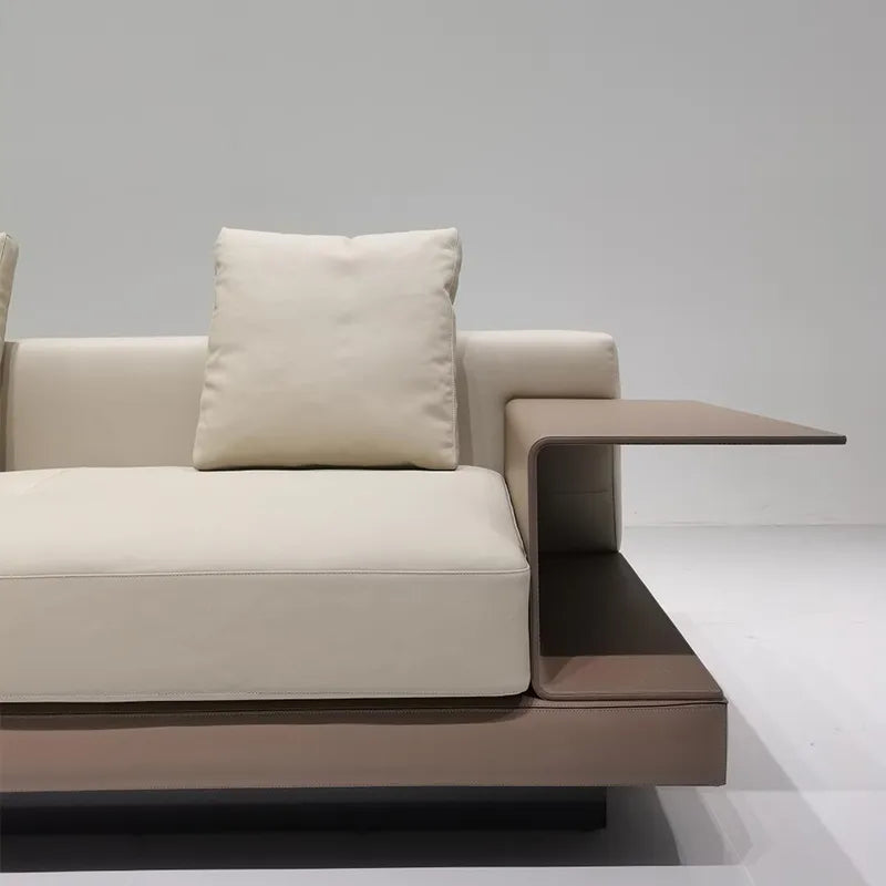 Luxurious Minimalist Italian Leather Sofa - Premium Cowhide for Elegant Living Spaces