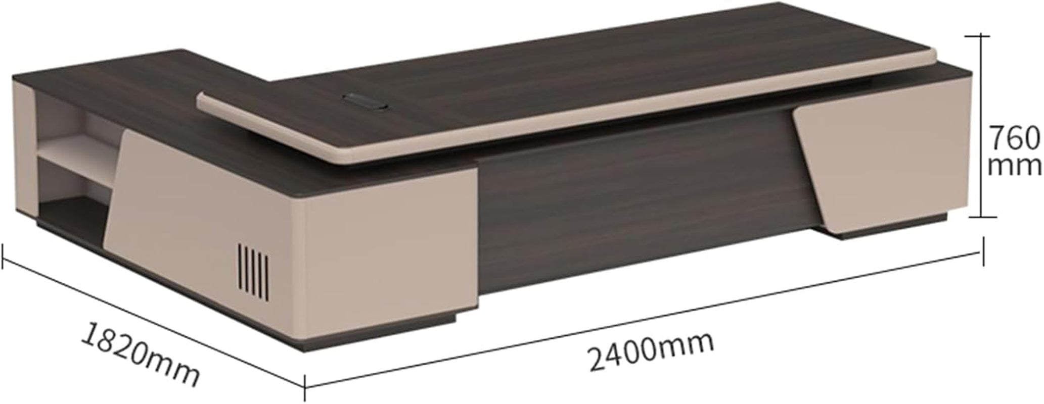 Modern 94-Inch L-Shaped Executive Office Desk with Storage Cabinet - Stylish & Functional Workstation for Home Office