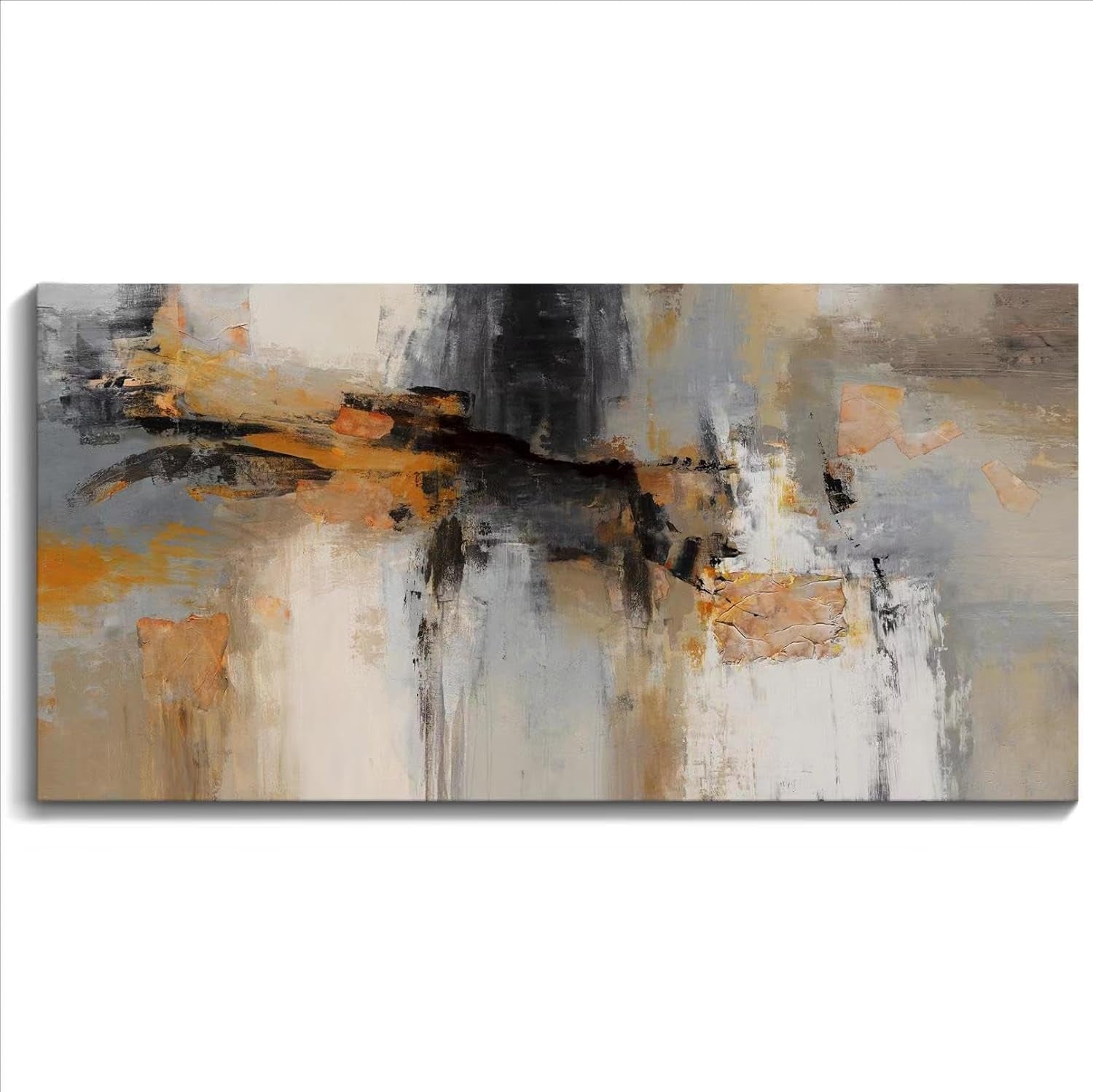 Stunning Gray and Yellow Abstract Canvas Art - Large Framed Wall Decor for Living Room, Bedroom, and Office