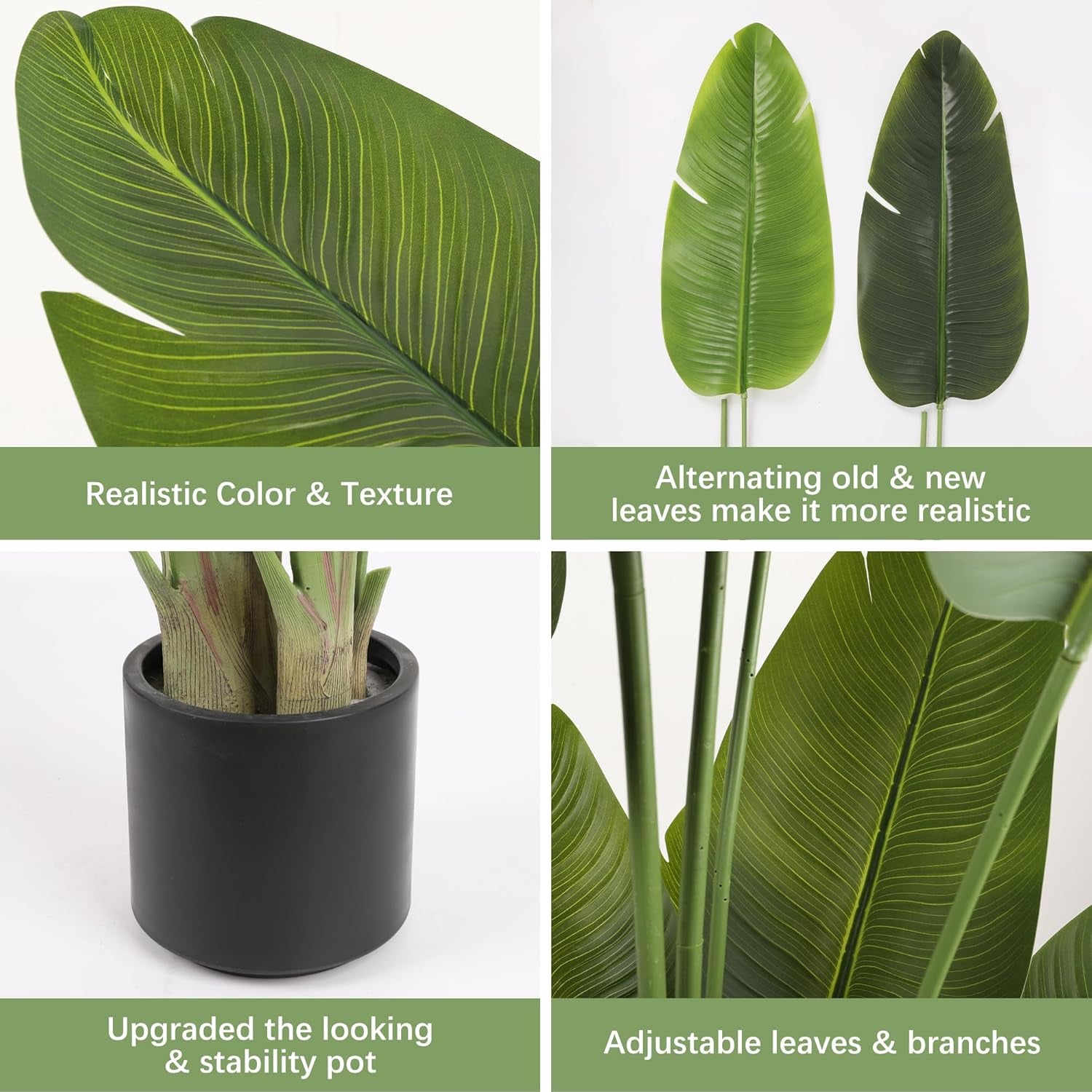 Stunning 7.2Ft Silk Bird of Paradise - 2 Pack of Lifelike Indoor Faux Greenery for Home, Living Room, Bedroom & Office Decor