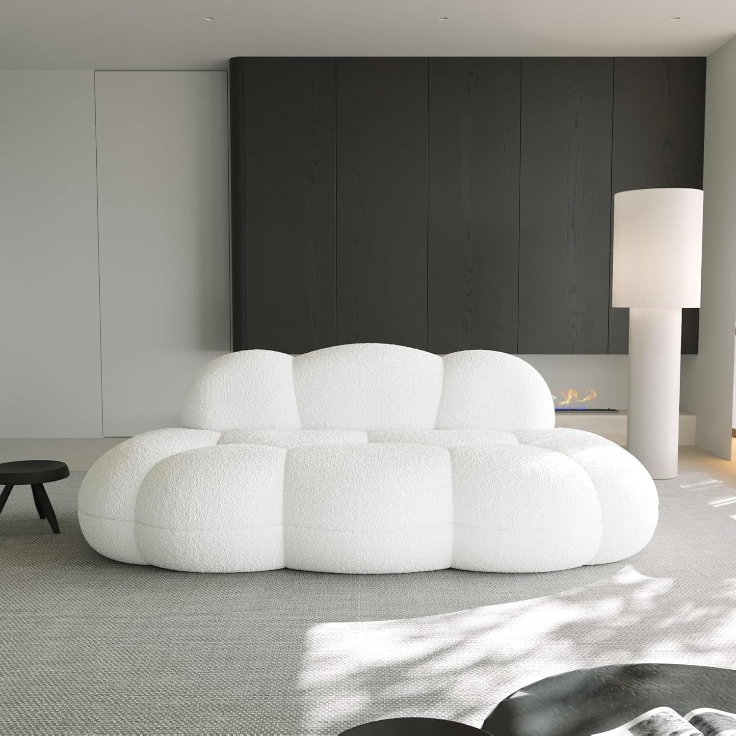 Modern Cloud Shaped Sofa - Comfy Upholstered Couch for Living Room & Bedroom, No Assembly Required, Perfect for Small Spaces (White)
