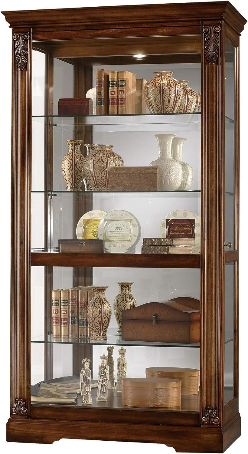 Cohen Curio Cabinet II - Elegant Adjustable Shelf with Lockable Slide Door, Illuminated Vertical Display for Home Decor & Collectibles