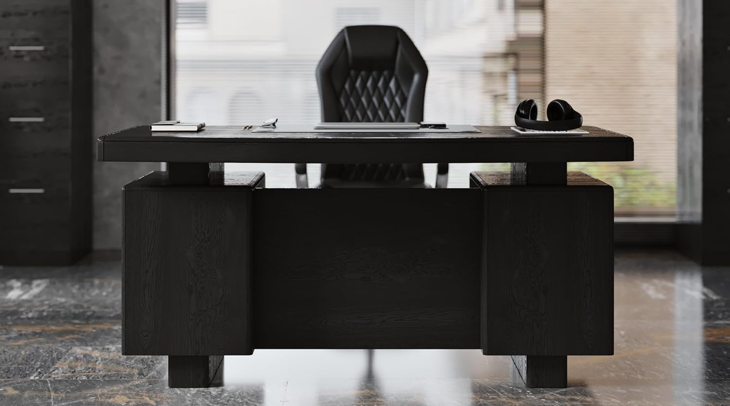 Sleek Black Modern Monroe Desk - Fixed Height for Stylish Workspaces