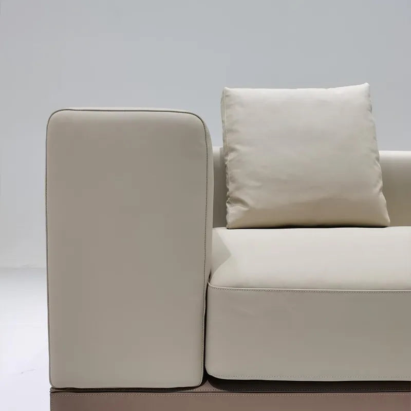 Luxurious Minimalist Italian Leather Sofa - Premium Cowhide for Elegant Living Spaces