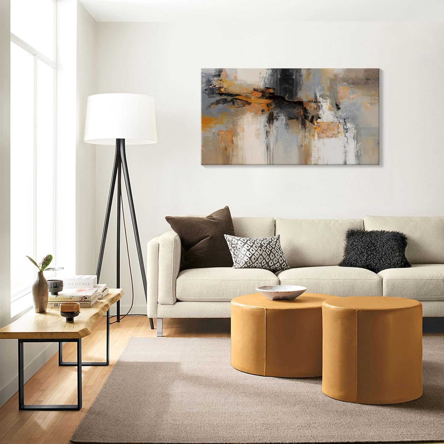 Stunning Gray and Yellow Abstract Canvas Art - Large Framed Wall Decor for Living Room, Bedroom, and Office