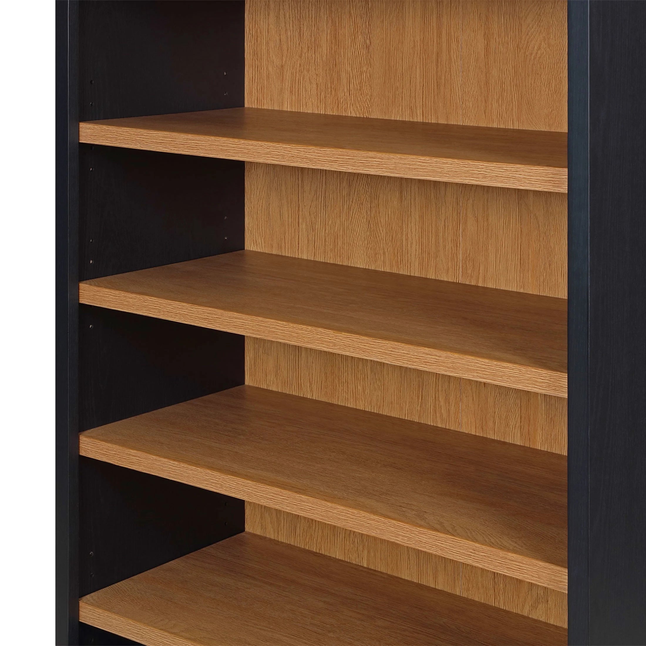 Stylish Juliet Open Arch Bookcase in Rich Black and Light Honey Finish