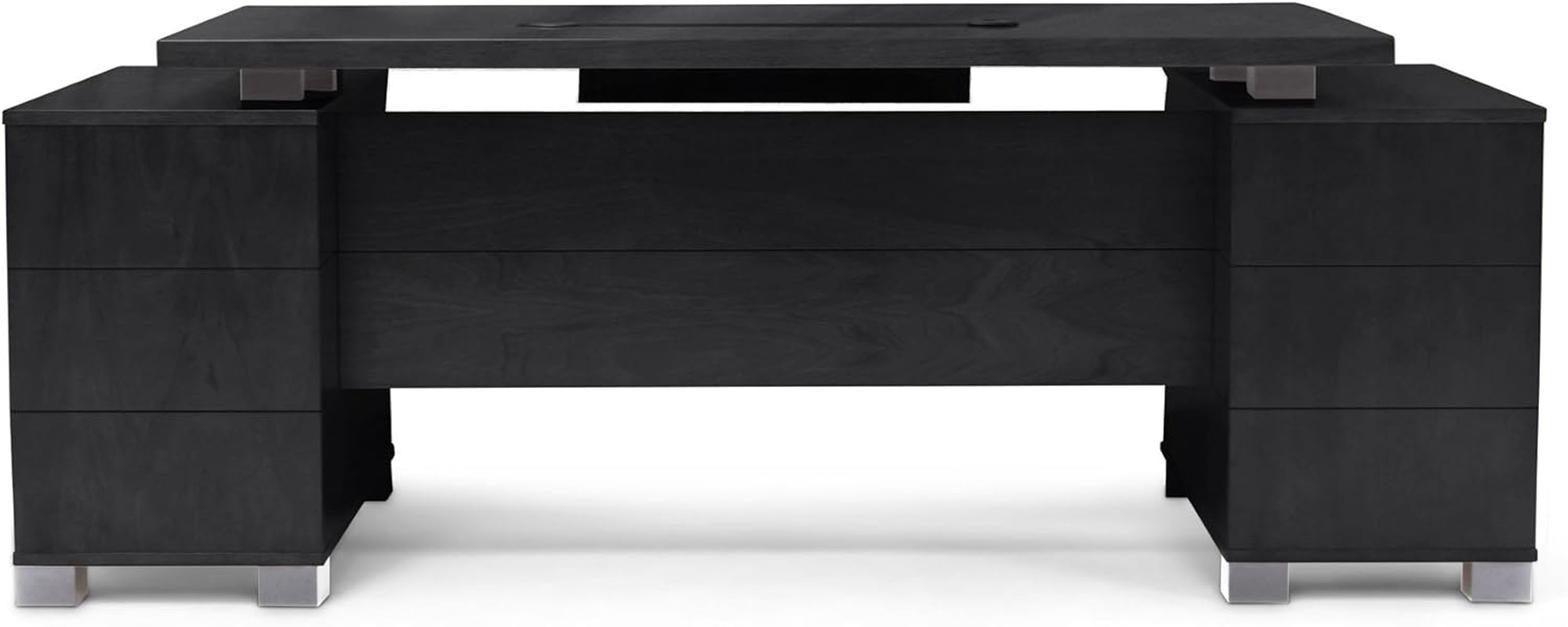 Sleek 79" Black Modern Ford Executive Desk with Filing Cabinets for Ultimate Organization