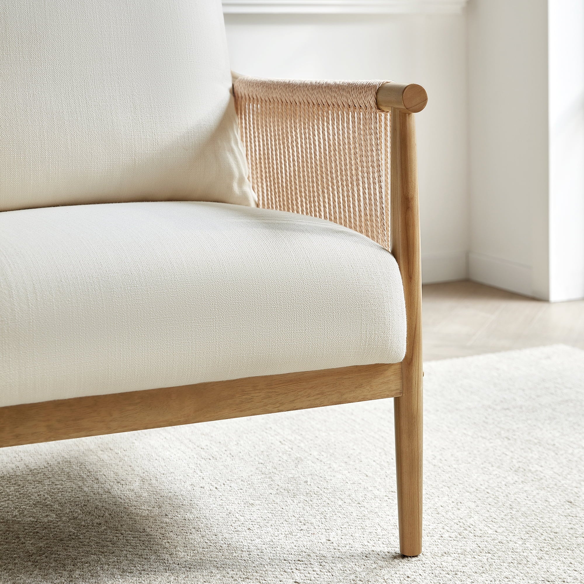 Stylish Cream Braid Armchair for a Chic Living Room Makeover