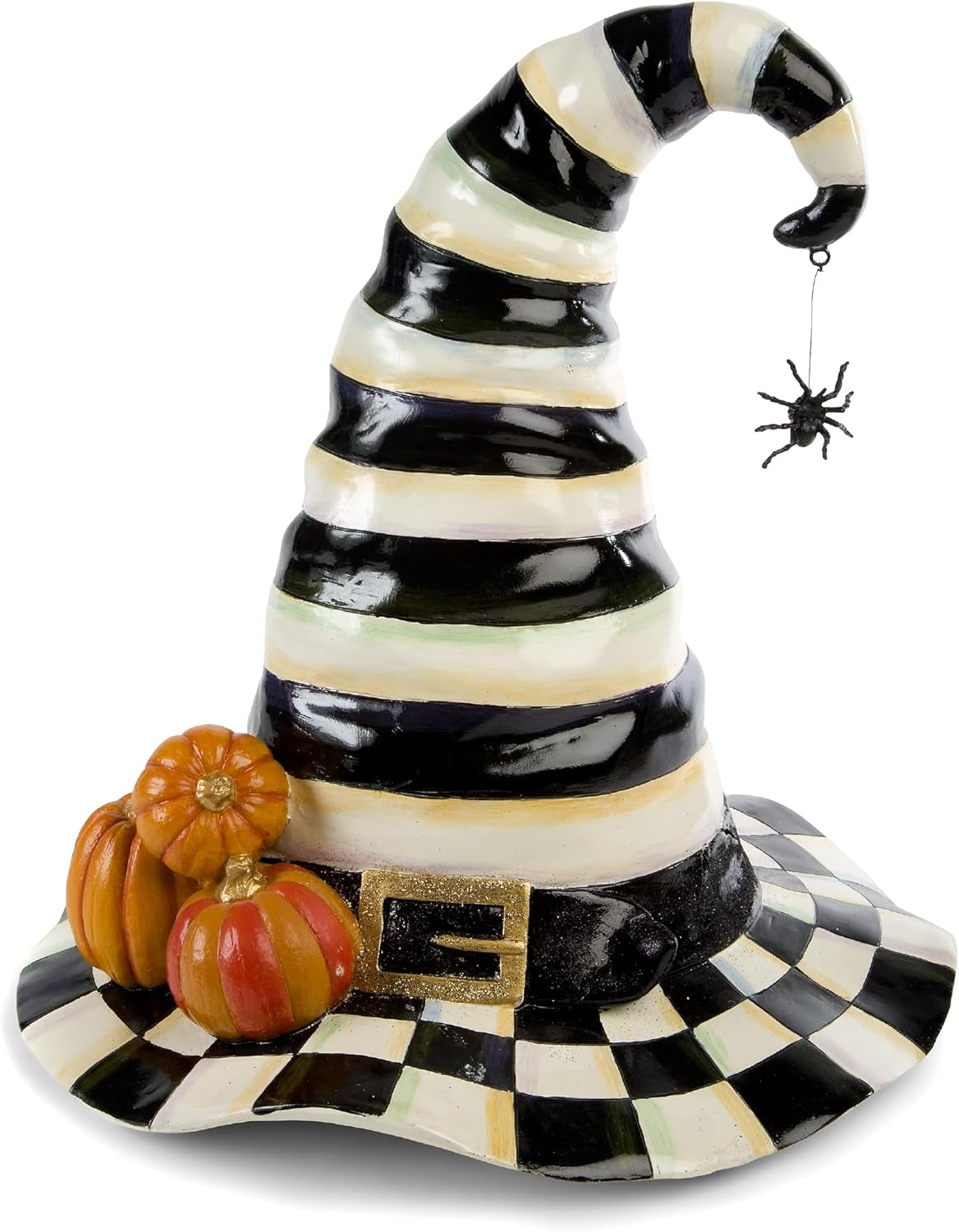 Courtly Stripe Witch Hat - Black and White Halloween Decor for Home