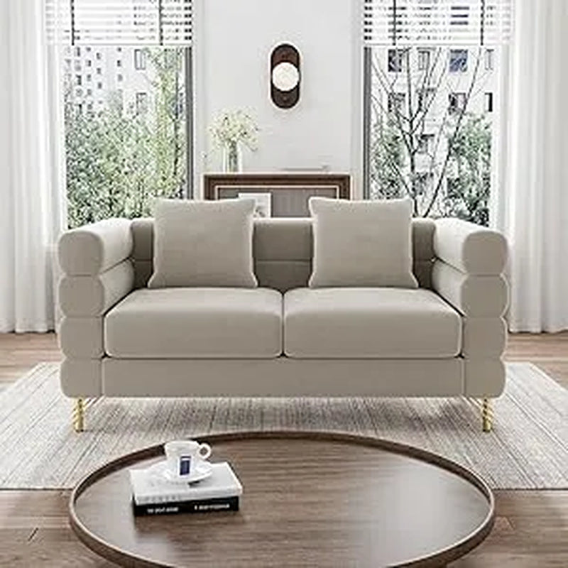 Modern Overstuffed Cloud Couch Loveseat Sofa with Pillows - Comfy 59" Deep Seat Boucle Sherpa Design for Your Living Room