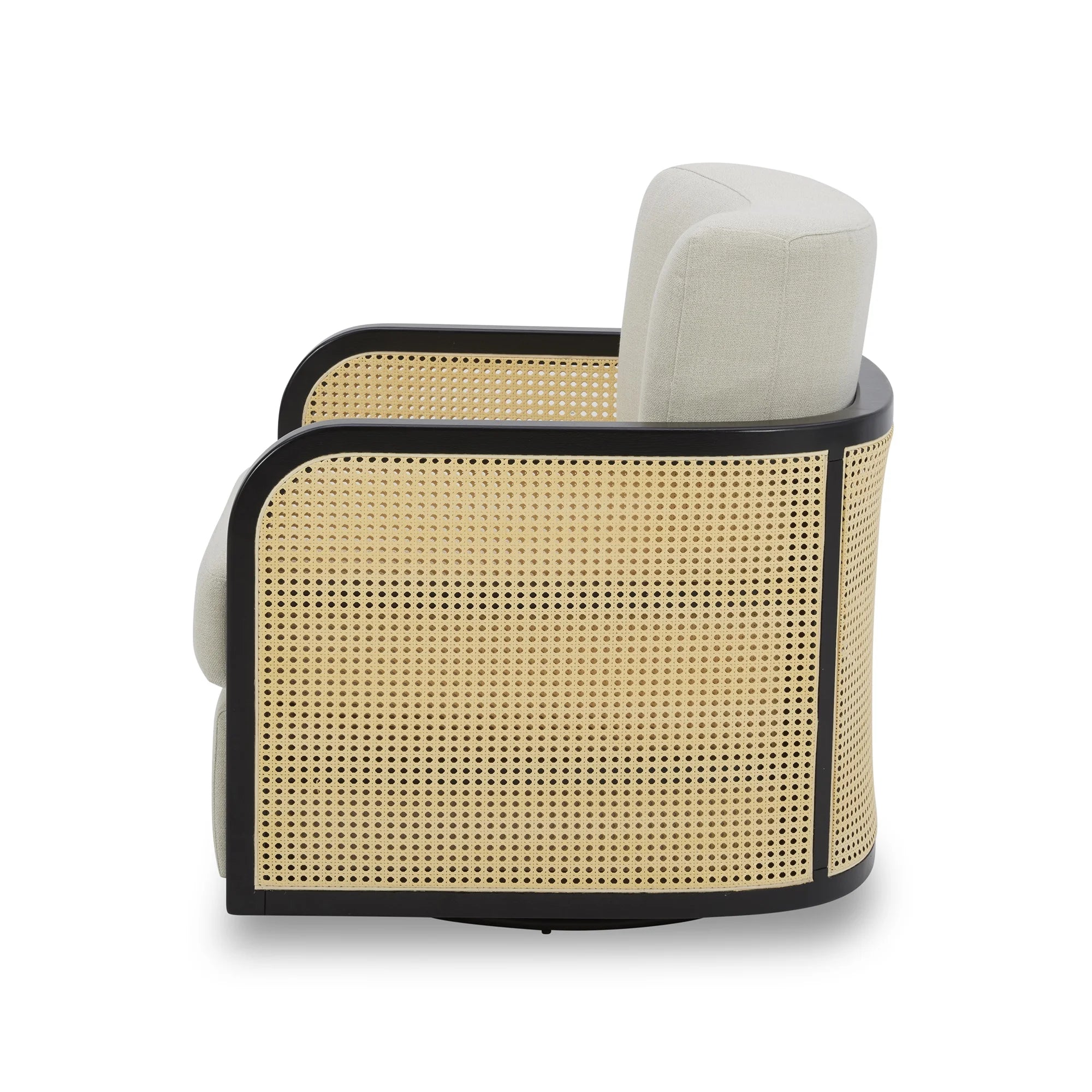 Elegant Charcoal Swivel Accent Chair - Springwood Cane Design