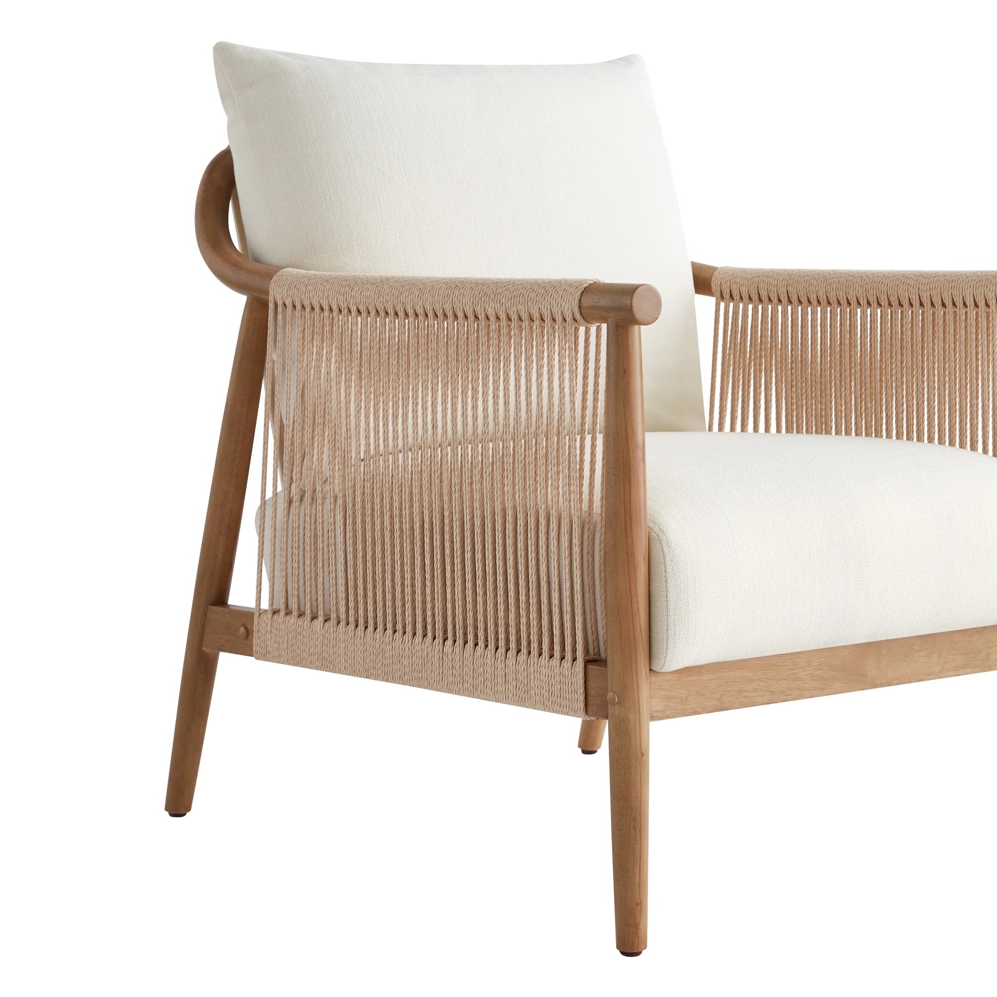 Stylish Cream Braid Armchair for a Chic Living Room Makeover