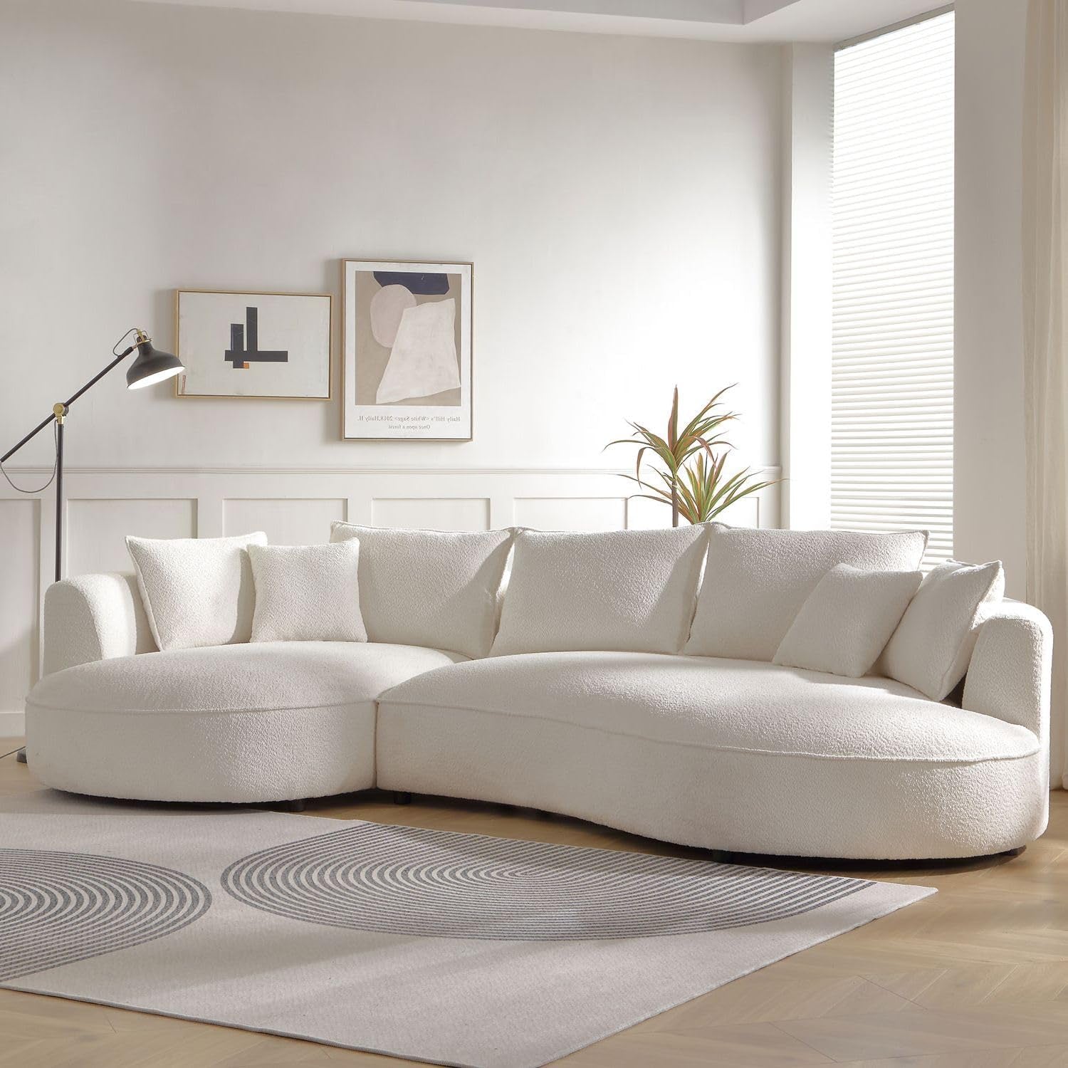 Luxurious 125" Curved Modular Sectional Sofa with 7 Pillows - Oversized Comfort for Modern Living Rooms - Left Hand Facing Design