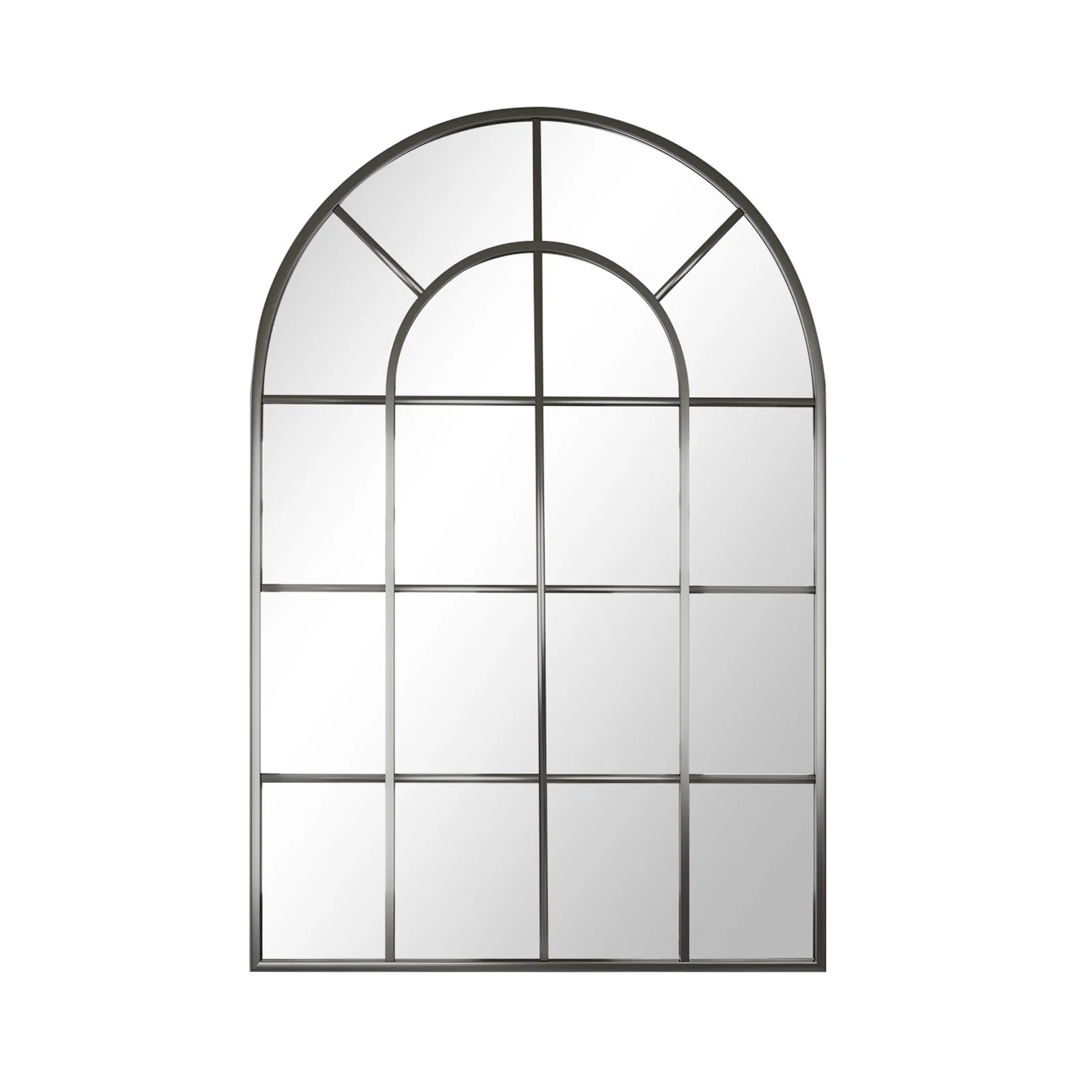 Elegant 36" X 24" Arched Black Windowpane Wall Mirror - Stylish Home Decor