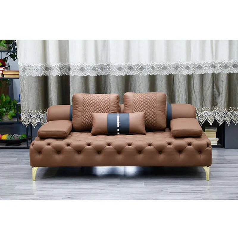 Elegant Villa Italian Style Eather Sofa - Customizable Living Room Furniture; Consult Customer Service for Tailored Options!