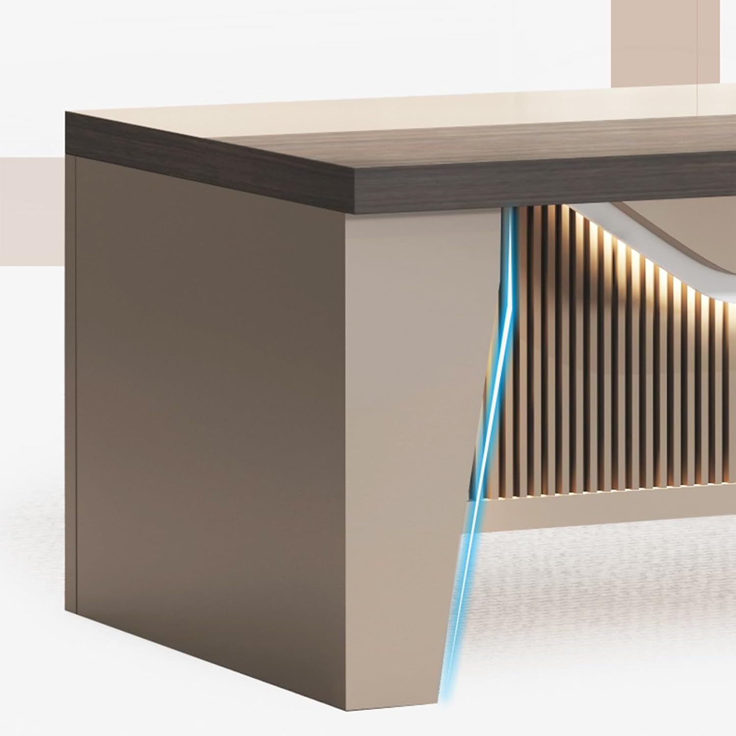 Sleek 94-Inch Modern L-Shaped Executive Office Desk with Lateral Cabinet and Light Strip - Perfect Workstation for Office, Study, and Gaming