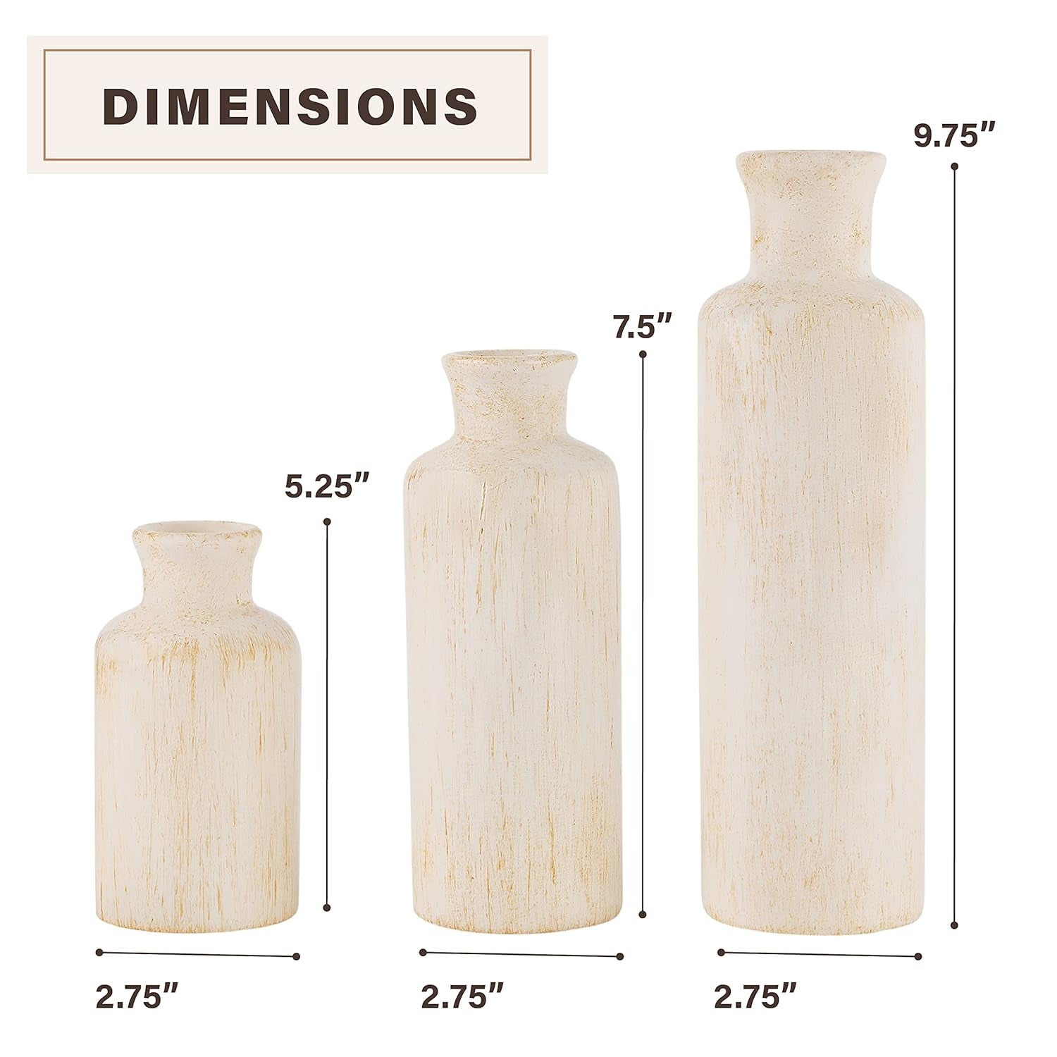 Rustic Luxe Vase Set - Elegant Vases for Pampas Grass and Floral Arrangements, Ideal for Kitchen, Bedroom, Office, Living Room, Bathroom, and Shelf Display