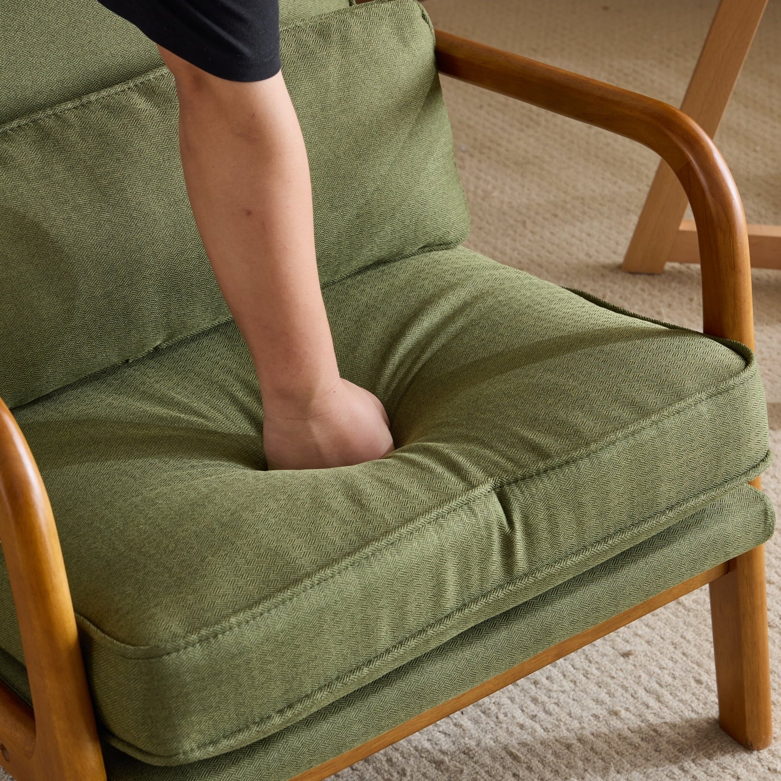 Stylish Green Linen Upholstered Accent Chair for Modern Living Spaces
