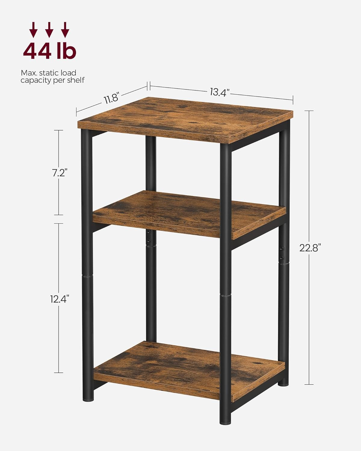 Rustic Brown & Classic Black Side Table - Versatile Small End Table & Tall Nightstand for Living Room, Bedroom, Office, and Bathroom - ULET273B01