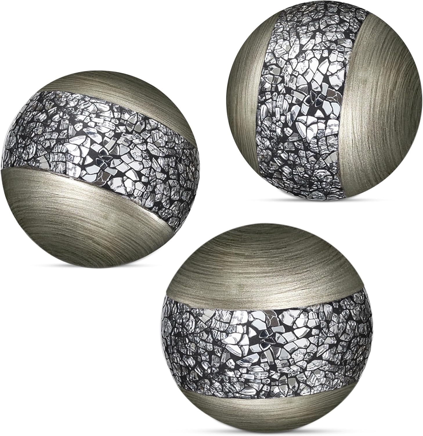 Schonwerk Silver Decorative Orbs - Set of 3 Elegant Accents for Centerpieces and Table Décor, Ideal for Dining and Living Spaces, Thoughtful Gift Option