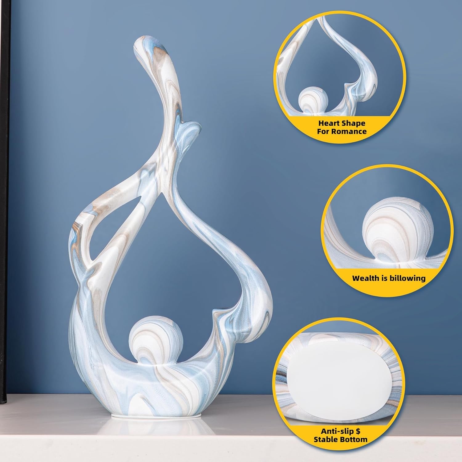 Elegant Blue Ceramic Table Decor - Abstract Sculptures for Living Room, Dining Room, and Office Centerpieces