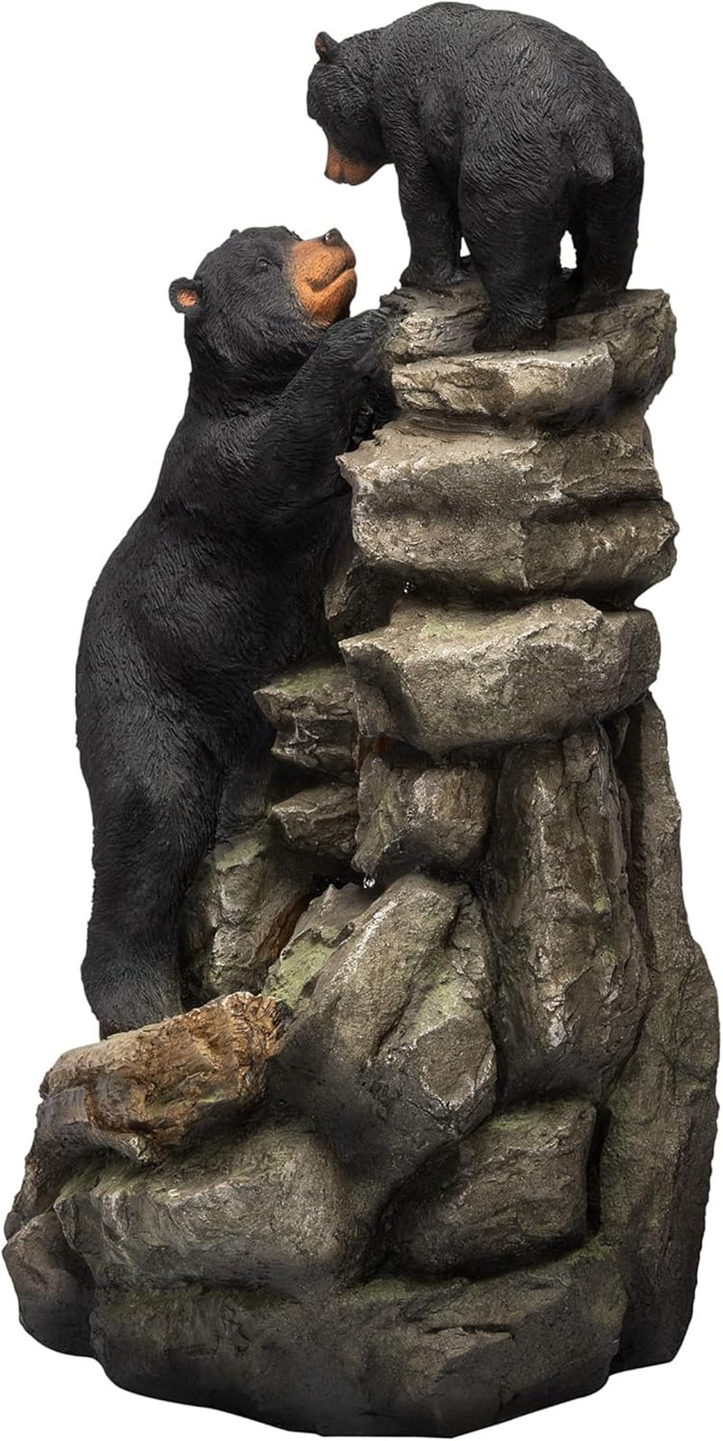 36" Indoor/Outdoor 2 Bears Climbing Water Fountain with LED Lights – Charming Cascading Wildlife Decor for Garden, Patio, and Home
