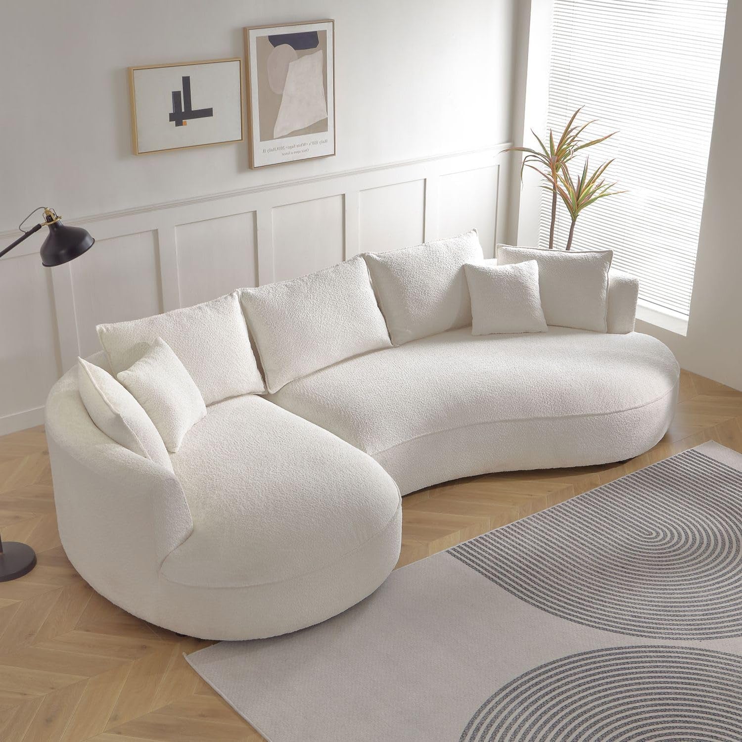Luxurious 125" Curved Modular Sectional Sofa with 7 Pillows - Oversized Comfort for Modern Living Rooms - Left Hand Facing Design