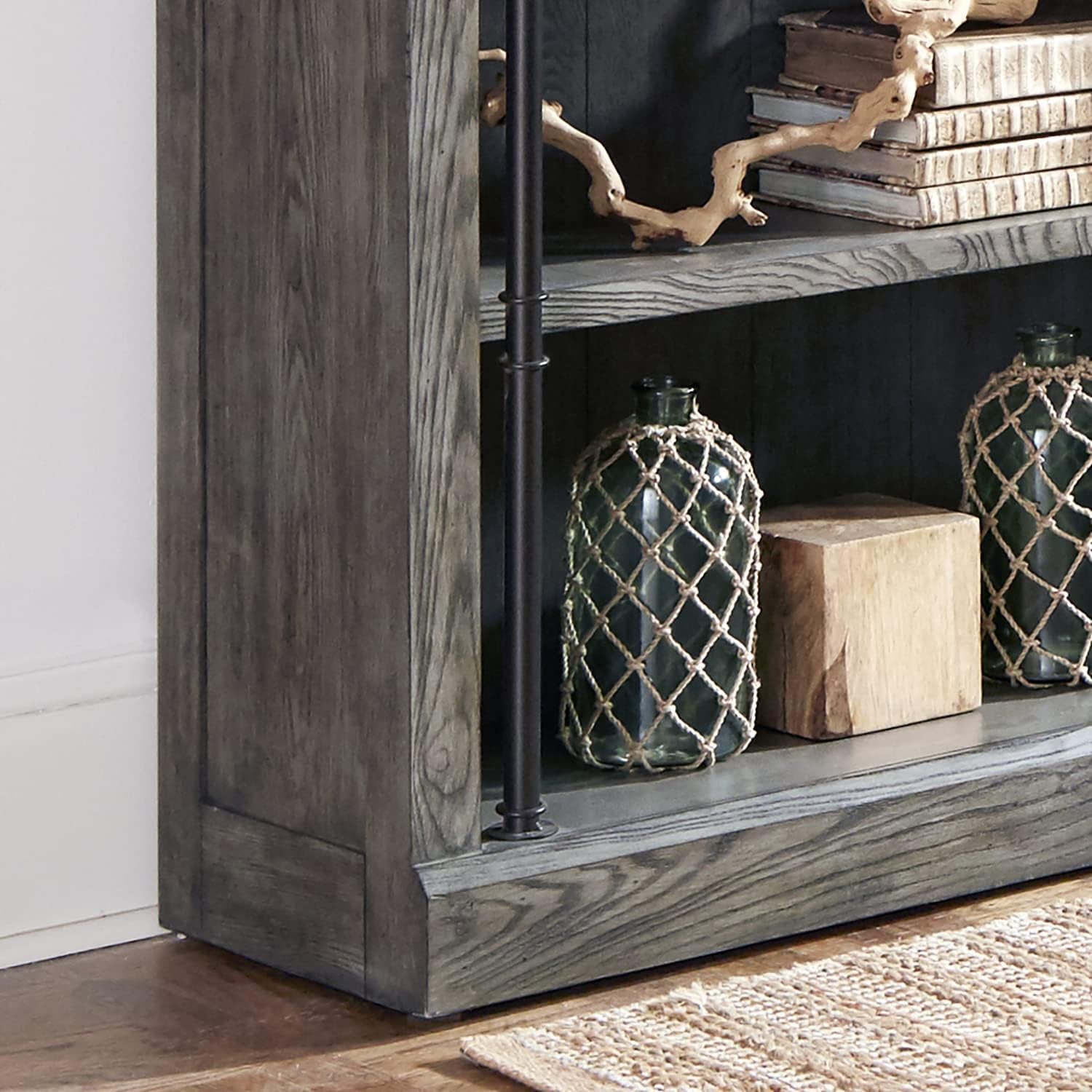 Elevate Your Space: Avondale 8' Tall Bookcase Wall with Ladder - Stylish Storage & Display Shelf in Gray