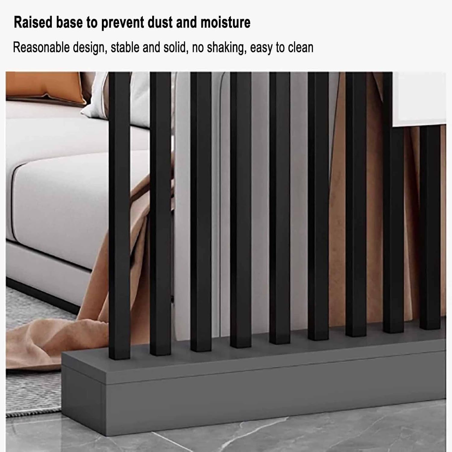 Stylish Modern Wall Room Divider with Storage Shelves - Freestanding Wood Partition for Home & Office (White + Black, 31.5" L x 9.5" W x 79.5" H)