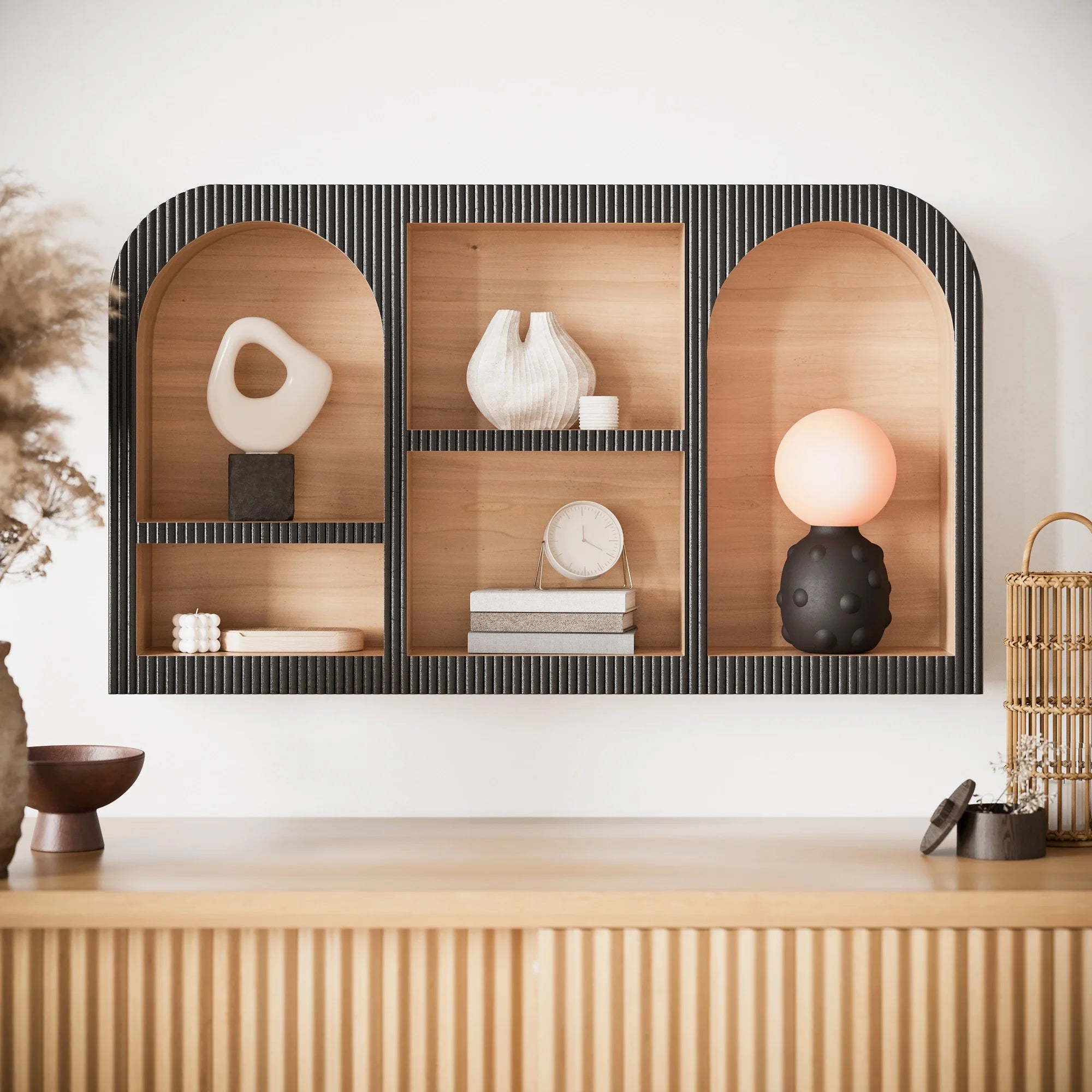 Stylish Wooden Wall-Mounted Cubby Shelf – 30.5" x 18.25" for Organized Living