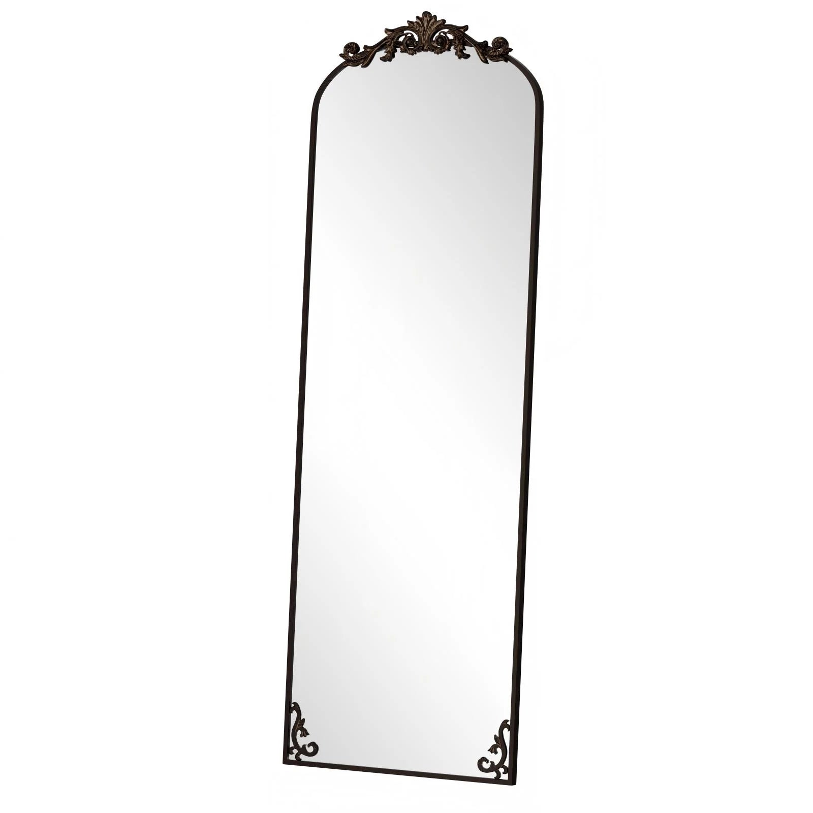 Stunning 66"X21" Arched Full Length Vintage Mirror - Antique Bronze Baroque Style