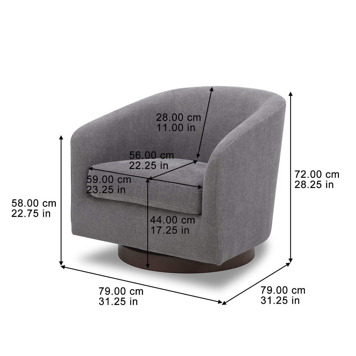 Stylish Gray Bradford Wooden Base Swivel Accent Chair for Modern Living Spaces