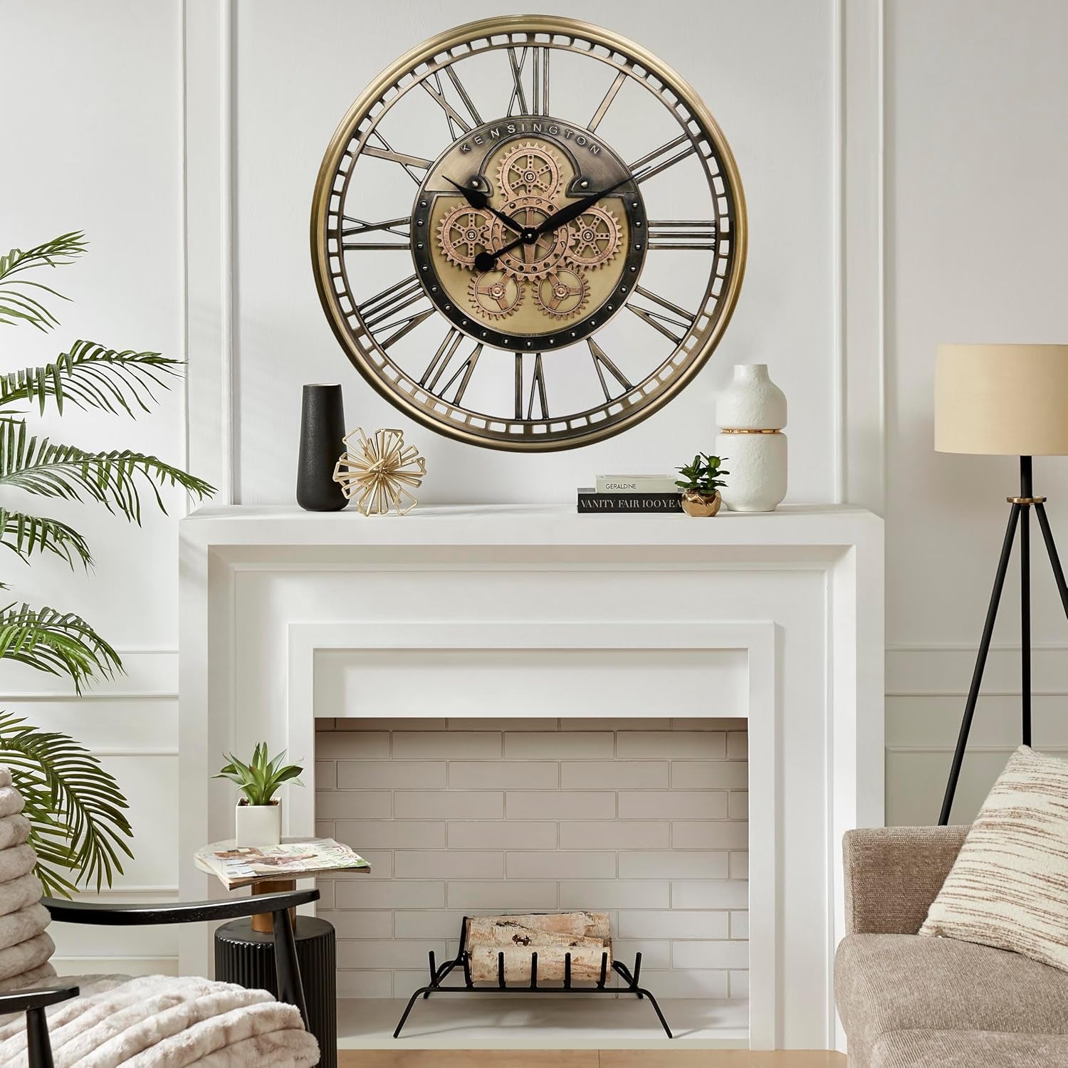 Oversized 28 Inch Gold Moving Gear Wall Clock - Modern Farmhouse Decor & Perfect Housewarming Gift!