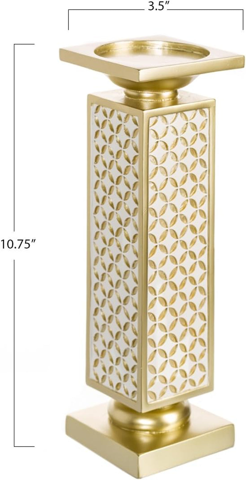 Schonwerk Diamond Lattice Pillar Candle Holders - Set of 2 Elegant Centerpiece Decorations for Dining and Living Rooms