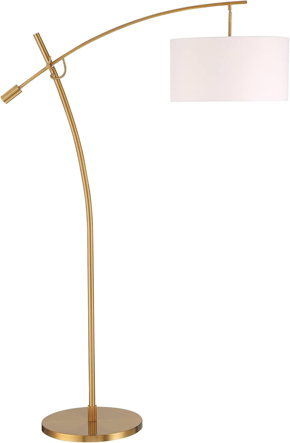 Raymond 69" Modern Arc Floor Lamp - Adjustable Boom Arm with Warm Gold Finish and White Linen Shade for Living Room, Bedroom, and Home Office Decor