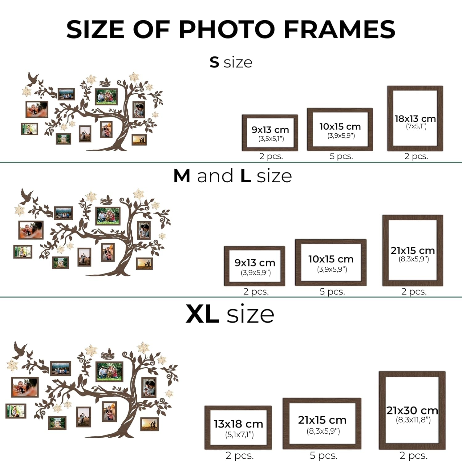Large Family Tree Wall Decal with Frame - Elegant Black Wall Art for Living Room Decor