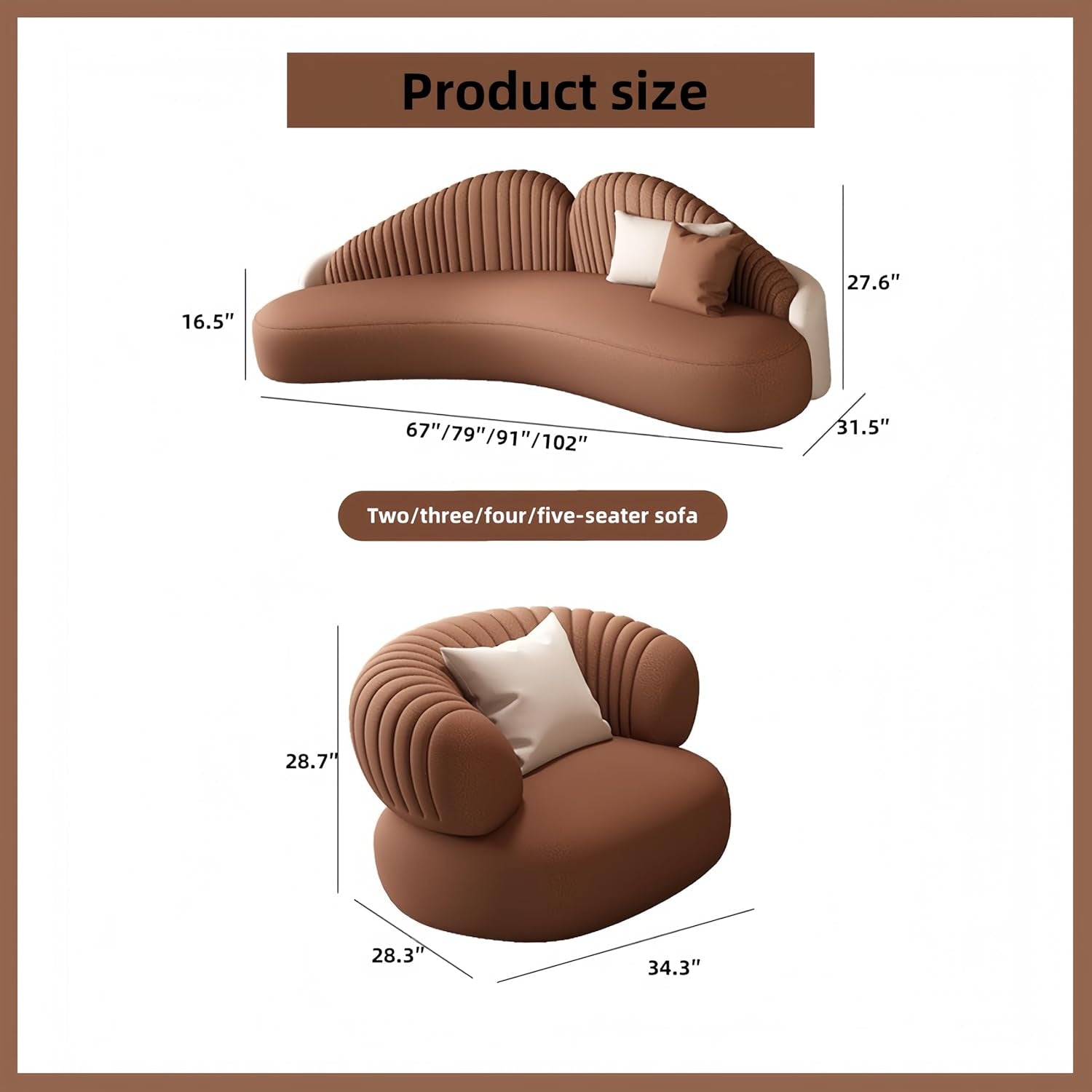 Ultra-Comfortable 79" Sofa Set for Living Room - Stylish Design Perfect for Family Gatherings and Home Offices (Brown)