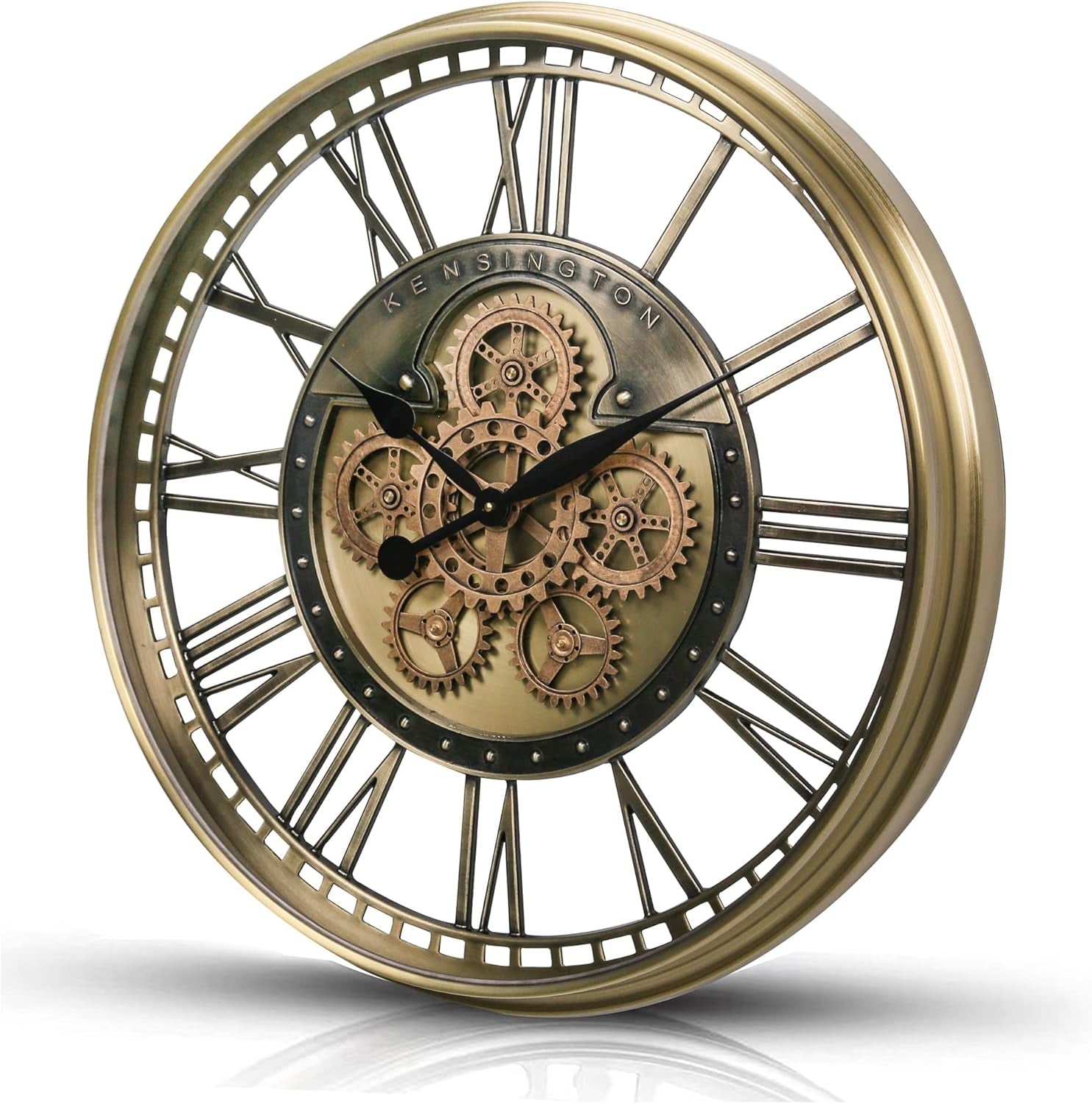 Oversized 28 Inch Gold Moving Gear Wall Clock - Modern Farmhouse Decor & Perfect Housewarming Gift!