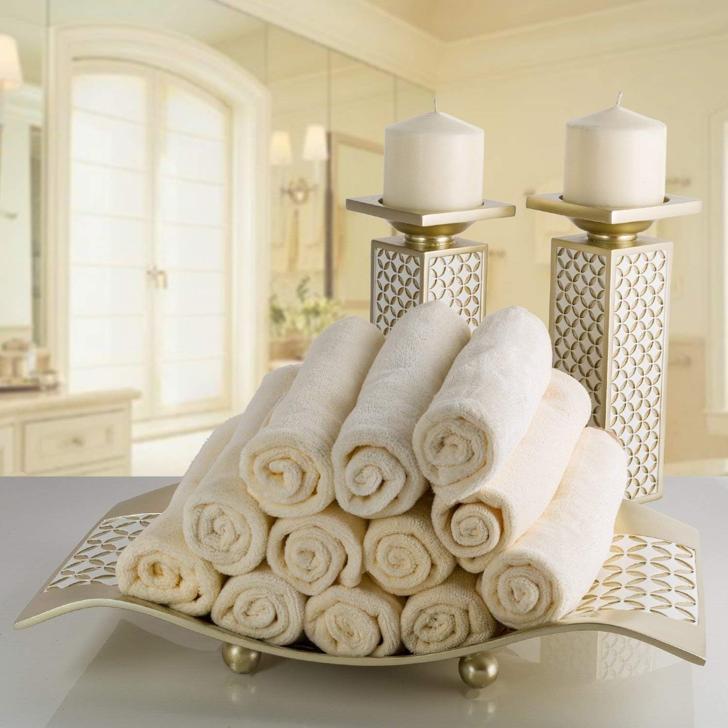 Schonwerk Diamond Lattice Pillar Candle Holders - Set of 2 Elegant Centerpiece Decorations for Dining and Living Rooms