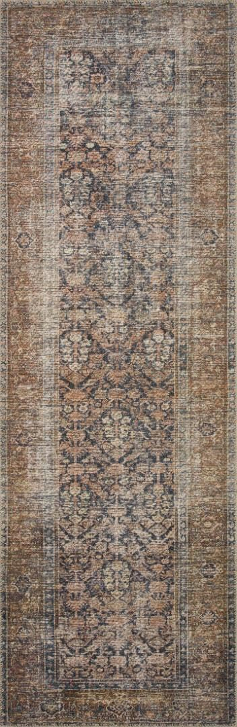 Amber Lewis Billie Collection 8'6" x 11'6" Distressed Ink & Salmon Area Rug - Perfect Antique Accent for High Traffic Living Rooms, Bedrooms, and Hallways