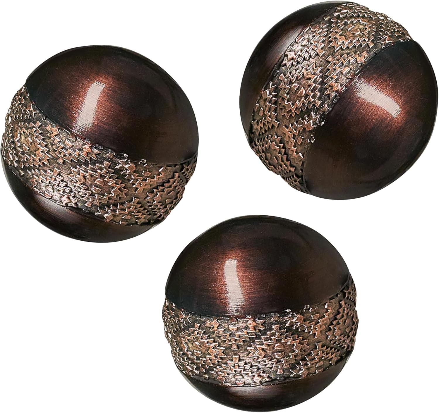 Dublin Brown 3-Inch Decorative Spheres - Set of 3 - Ideal for Bowls, Vases, and Home Decor Accents