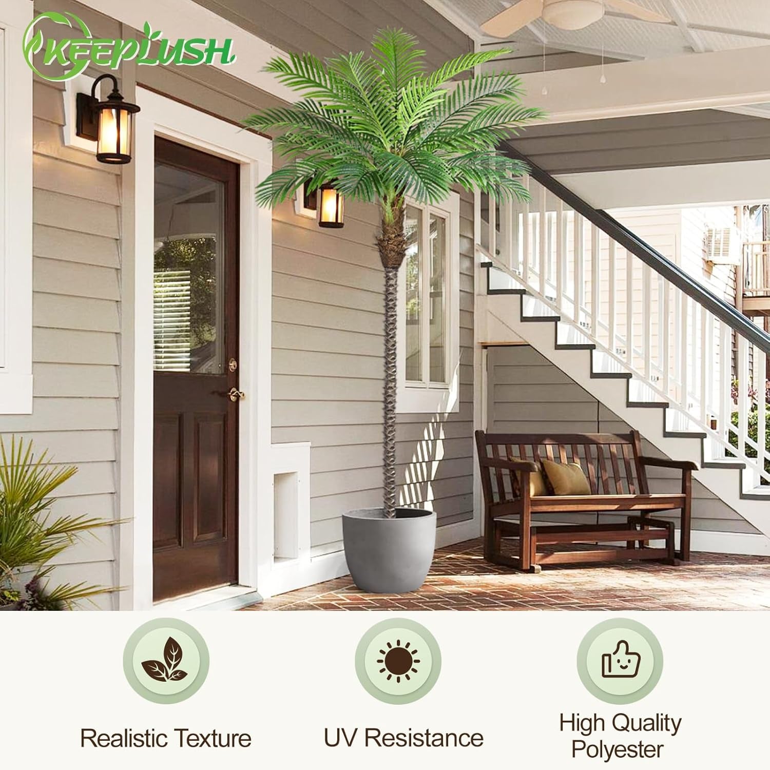 Elevate Your Space with 10Ft Tall Artificial Phoenix Palm Trees - Set of 2 for Stunning Outdoor & Indoor Decor! Perfect for Patio, Poolside & Home Office!