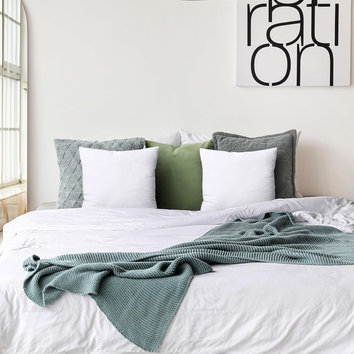 Cozy White Throw Pillow Inserts - Set of 2, 18x18 Inches for Bed & Couch Decor