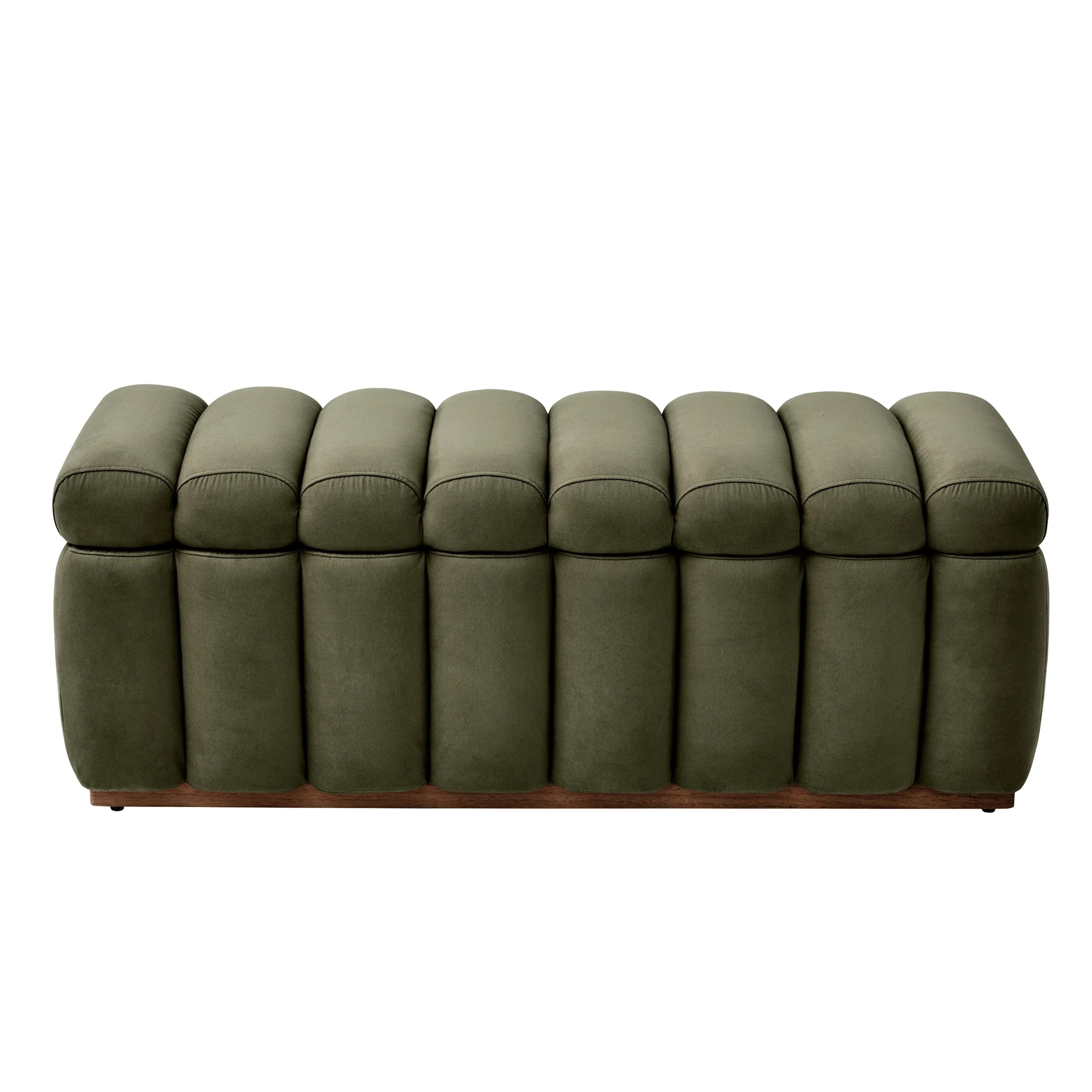 Lillian 47.24" Olive Velvet Channel Tufted Bench - Stylish and Elegant Accent Piece