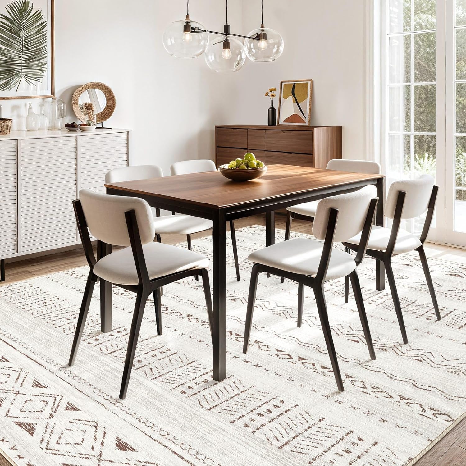 Luxurious 10x12 Living Room Area Rug - Soft, Washable Boho Moroccan Farmhouse Design - Non-Slip Light Brown Indoor Carpet for Bedroom & Home Office Decor