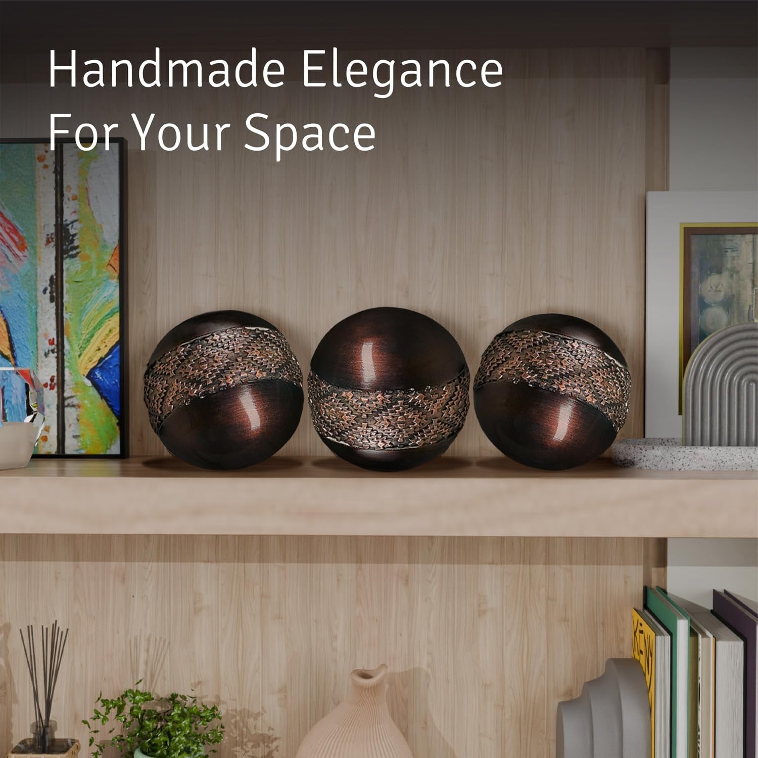 Dublin Brown 3-Inch Decorative Spheres - Set of 3 - Ideal for Bowls, Vases, and Home Decor Accents