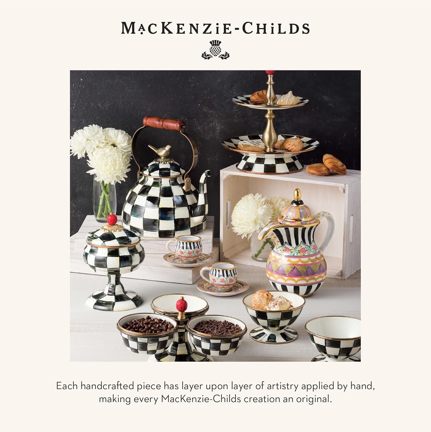 Elegant Black-and-White Courtly Check Enamel Charger Plates - Set of 4, 12 Inches - Perfect for Dinner Parties and Home Decor