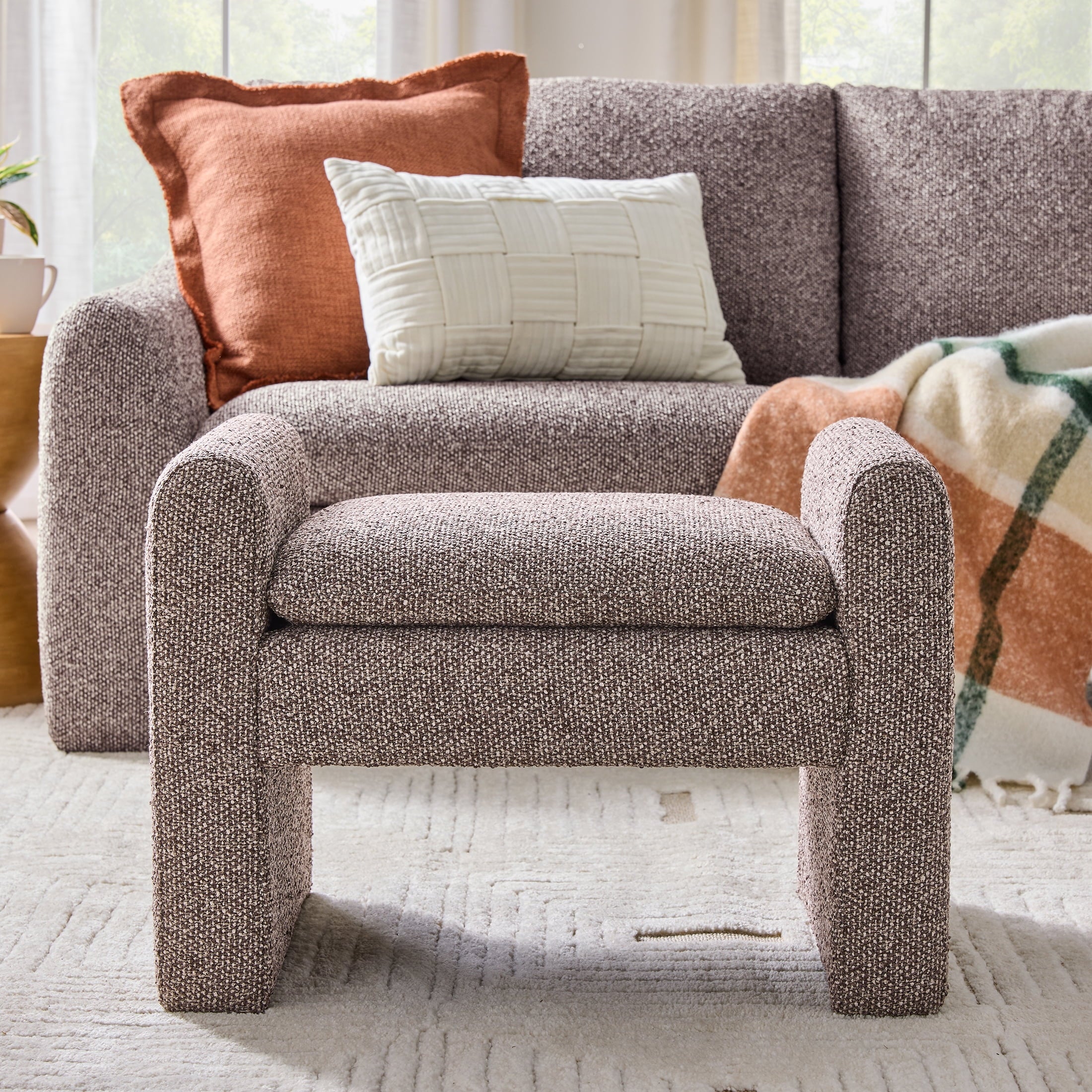 Elegant Truffle Brown Emerson Ottoman - Perfect for Any Living Space